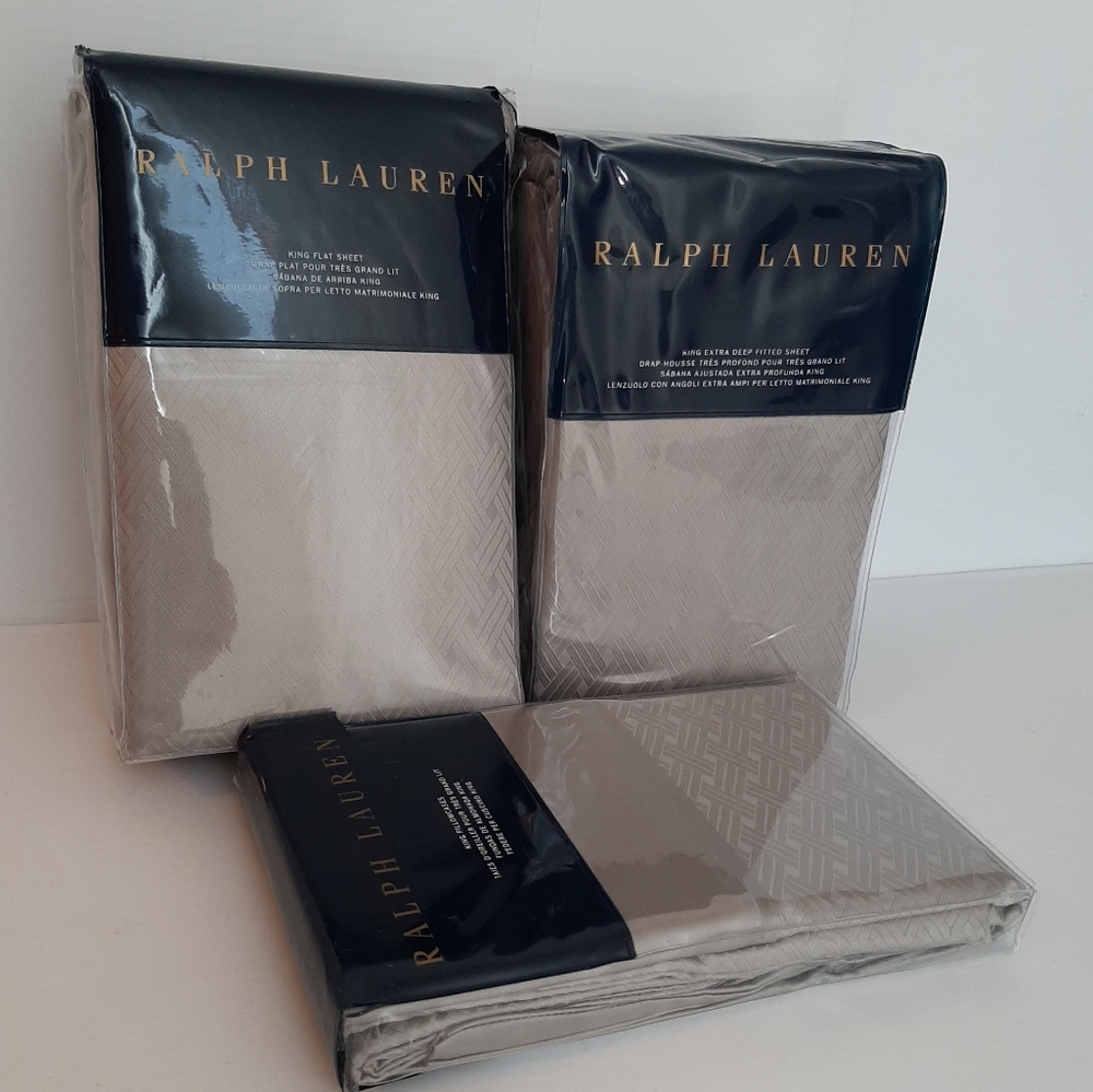Ralph Lauren Bedford Jacquard King Sheet Set Gray Dawn